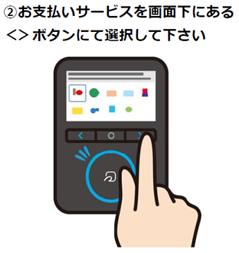 2. お支払いサービスを画面下にある＜＞ボタンにて選択して下さい