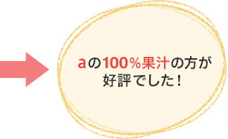 aの100％果汁の方が好評でした！